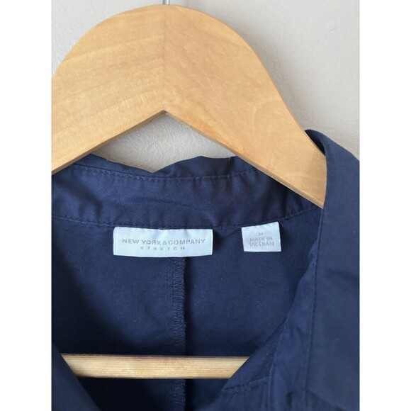 New York & Company Women’s Sleeveless Shirt Dress, Navy, Pleated, Pockets, Sz M - Picture 4 of 6